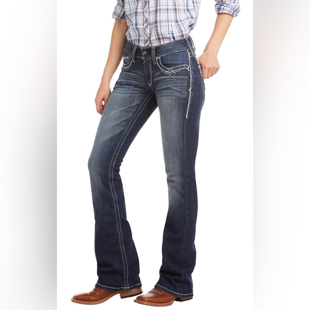 Ariat R.E.A.L Mid-Rise Slin Fit Boot Cut Denim Jeans Women’s Size 33L